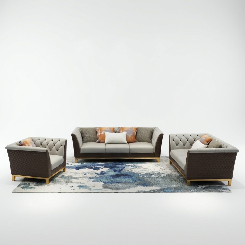 Sofa Couch Garnitur Sitz Polster Komplett Set 3+2+1 Sofas Design Chesterfield