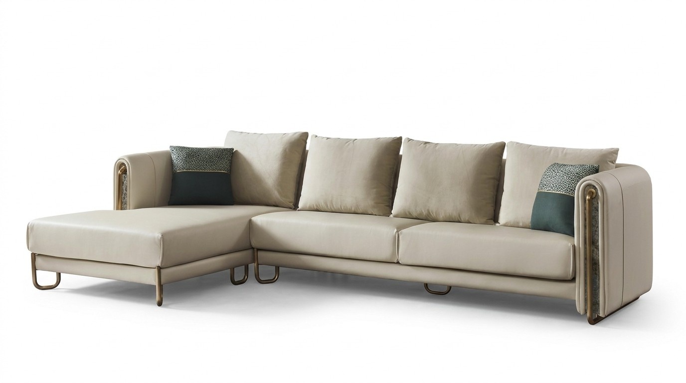 Sofa Couch Polster Garnitur Wohnlandschaft Design Ecksofa Leder L Form Sofas Neu