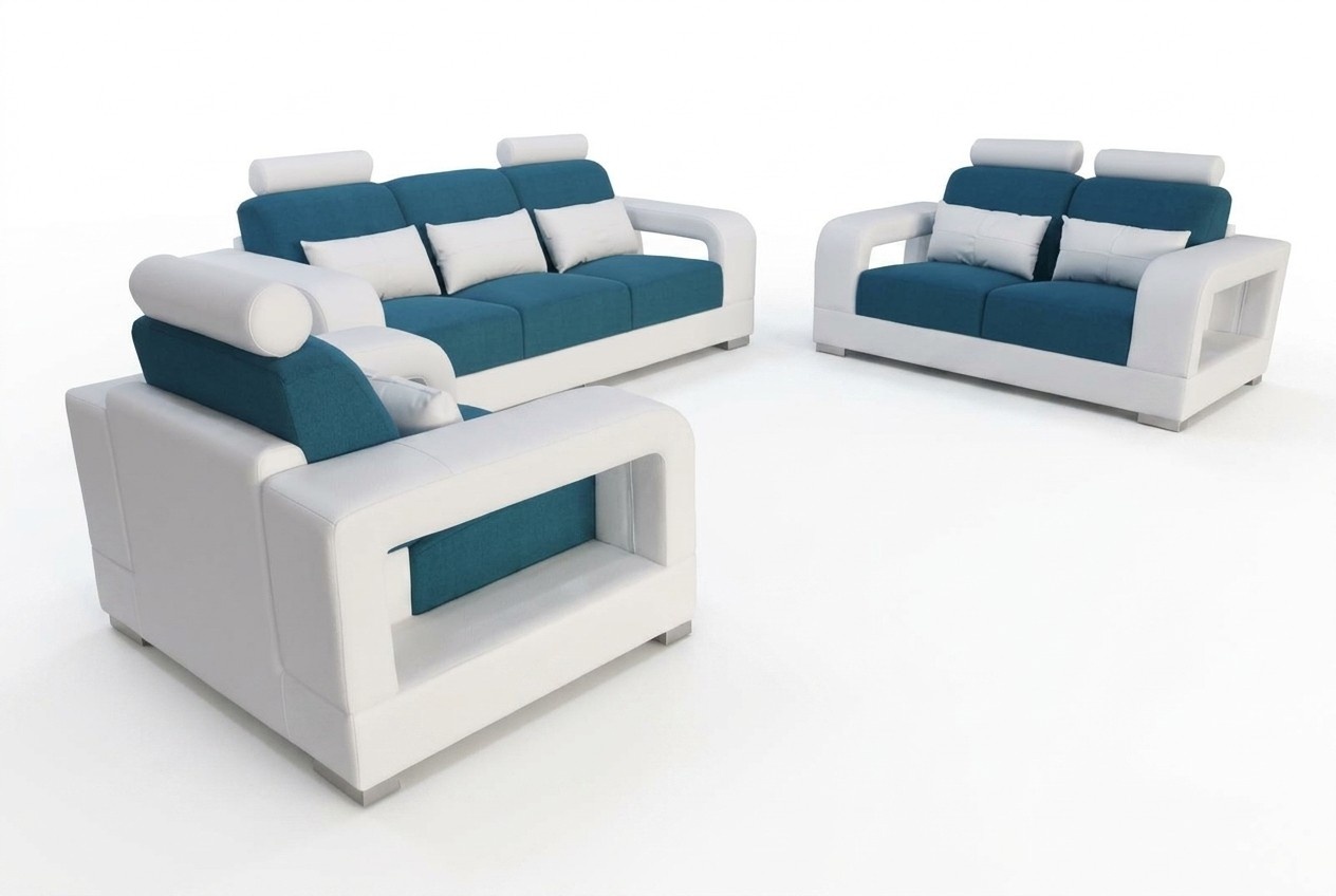 Sofa Couch Polster Wohnlandschaft Sitz Möbel Set Garnitur 3+2+1 Sofas mit USB