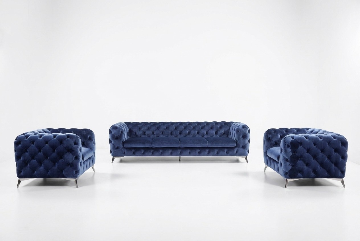 Sofa Couch Polster XXL Big Garnitur Chesterfield Textil 3+2+2 designer Couchen