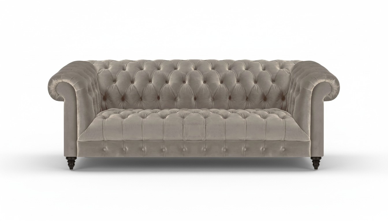 Sofa Dreisitze Couch Wohnzimmer Polstermöbel Couch Grau Chesterfield
