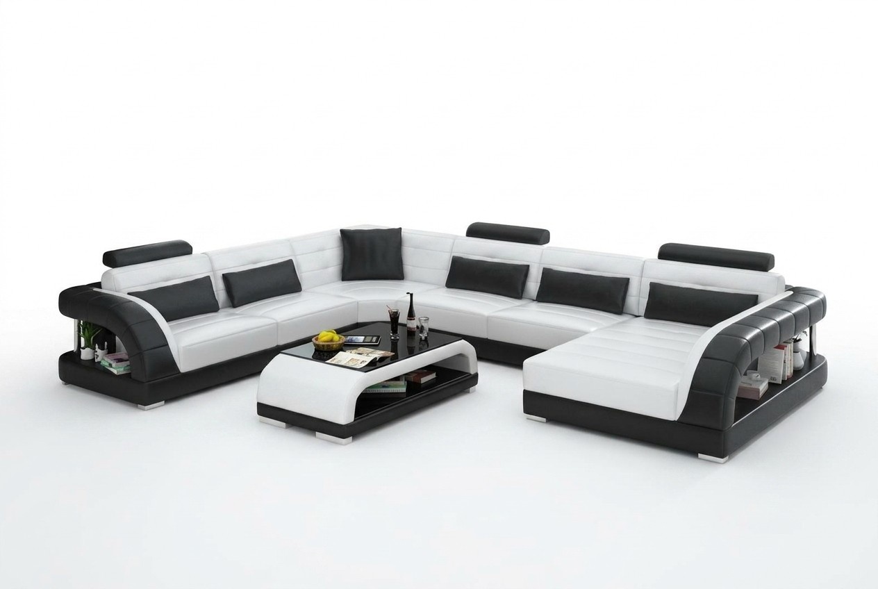 Sofagarnitur mit USB Polster Sofa Set 3+2+1 Leder Couchen Sofas Komplett 2705