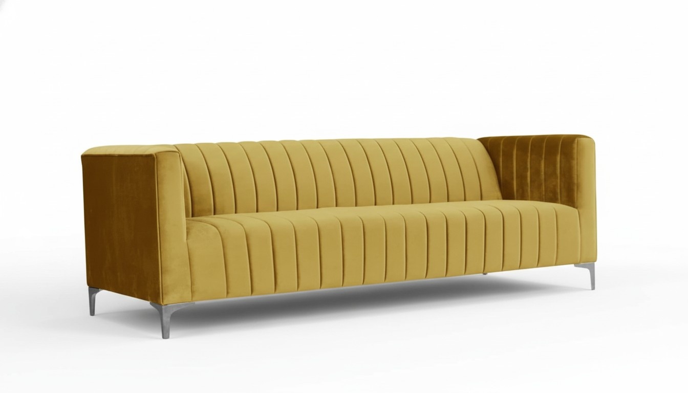 Sofa Gelbe Polster Dreisitzer Gelb Stoff Wohnzimmer Design Couchen Polster Sofas
