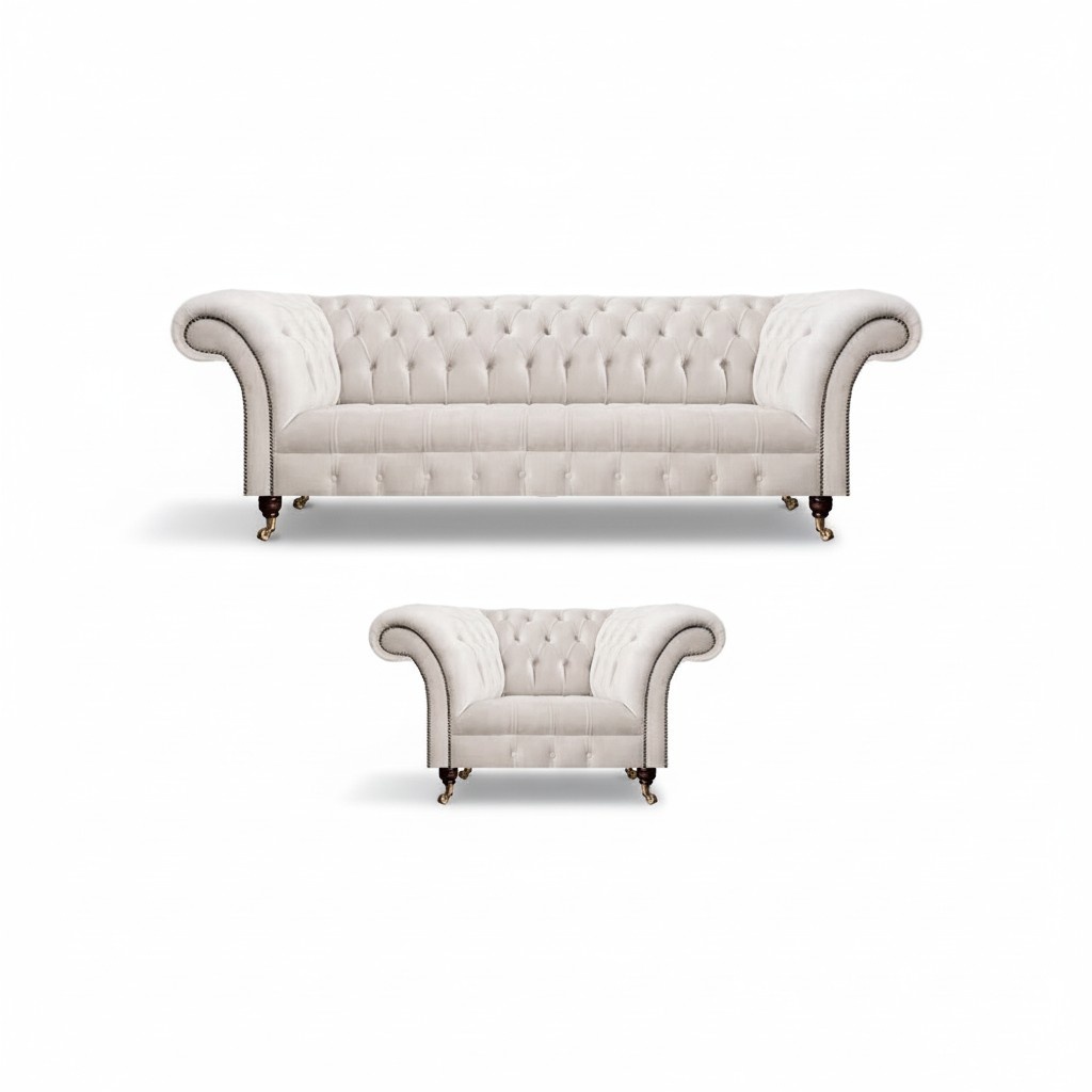 Sofa Komplett 2tlg Sessel Sofa Dreisitze Couch Sofagarnitur Chesterfield