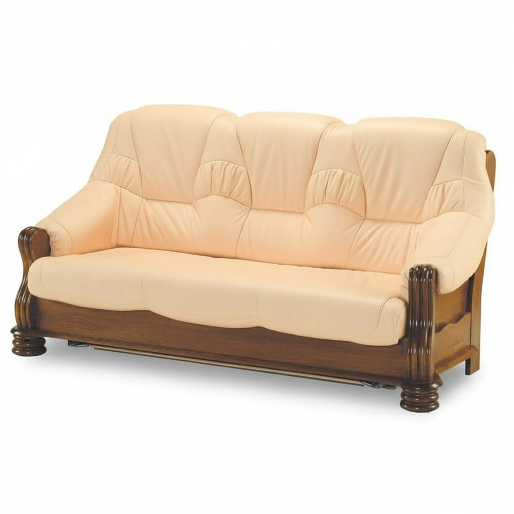 Sofa Luxus 3 Sitzer Couch Polster Holz Leder Couchgarnitur Dreisitzer Couchen