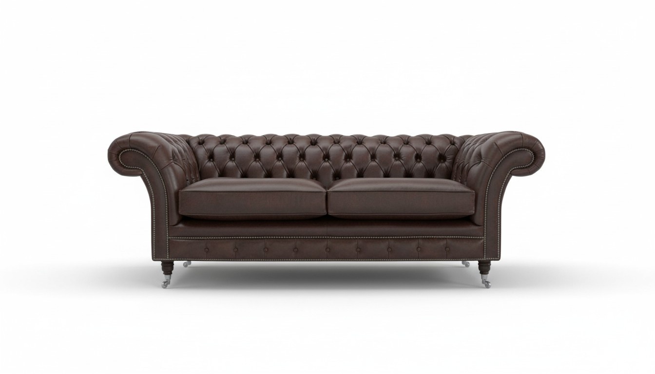 Sofa Luxus Leder Textil Chesterfield Couch Sofas Polster 3 Sitzer Garnitur Neu