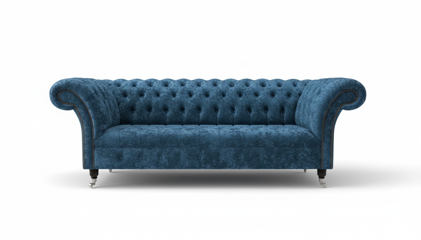 Sofa Luxus Textil Chesterfield Couch Sofas Polster 3 Sitzer Garnitur Blau