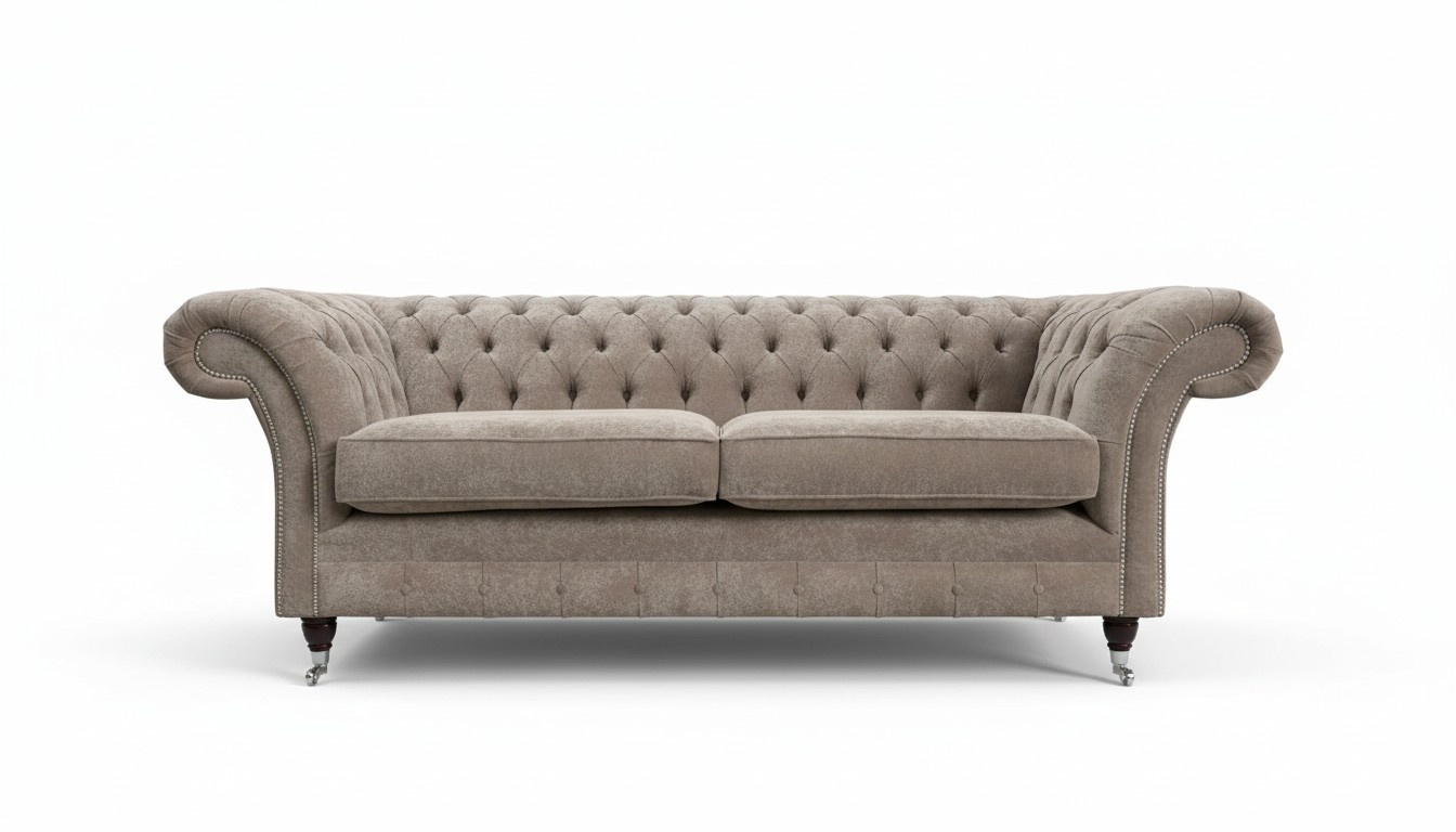 Sofa Luxus Textil Chesterfield Couch Sofas Polster 3 Sitzer Garnitur Grau