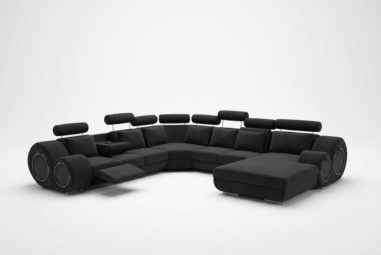 Sofa mit USB Designer Wohnlandschaft U-Form Couch Ecksofa Polster Garnitur Neu