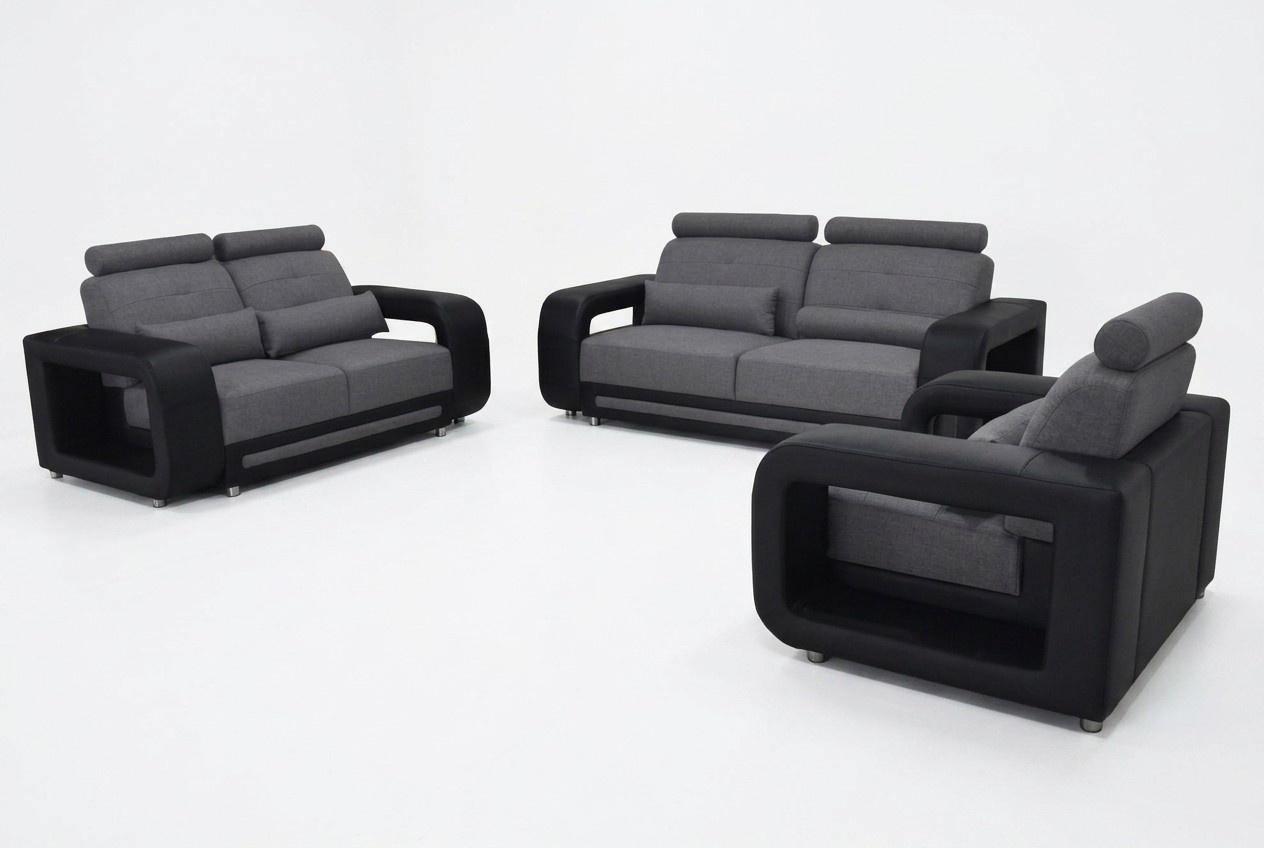 Sofa mit USB Garnitur Couch Polster Design Sitz Komplett Set Leder Stoff Neu