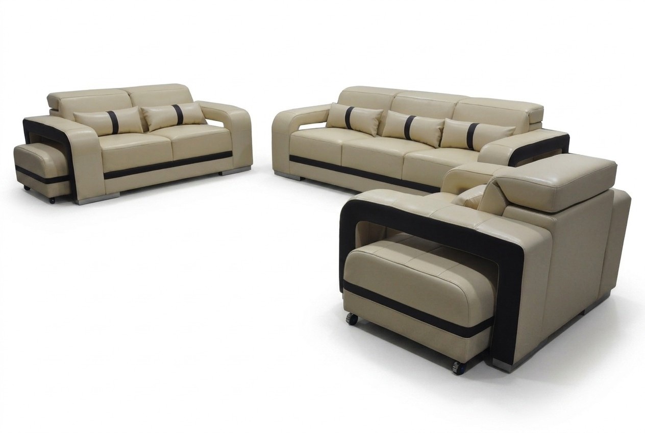 Sofa mit USB,Leder Couch Polster Garnitur 3+2+1 Sitz Komplett Set Design Neu