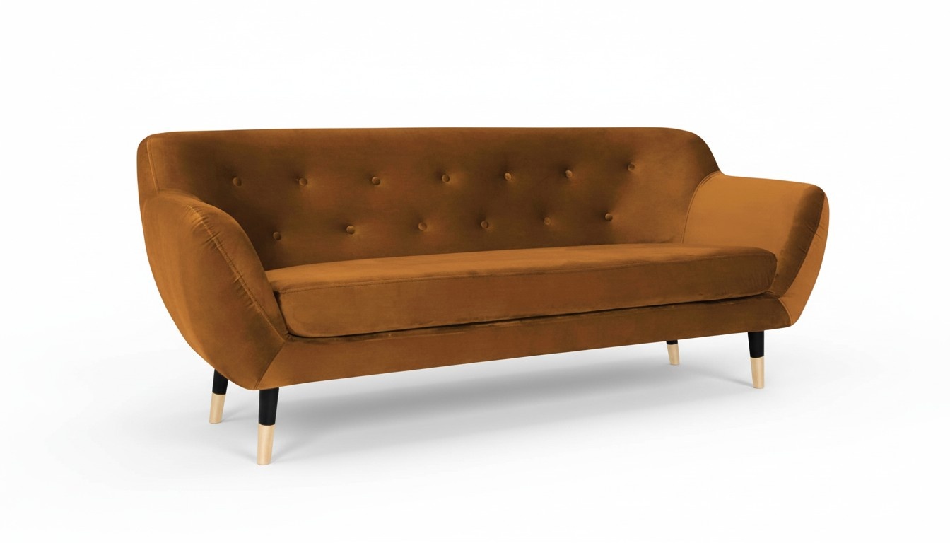 Sofa Orange Stoff Wohnzimmer Sofas Chesterfield Dreisitzer Design Couch Polster