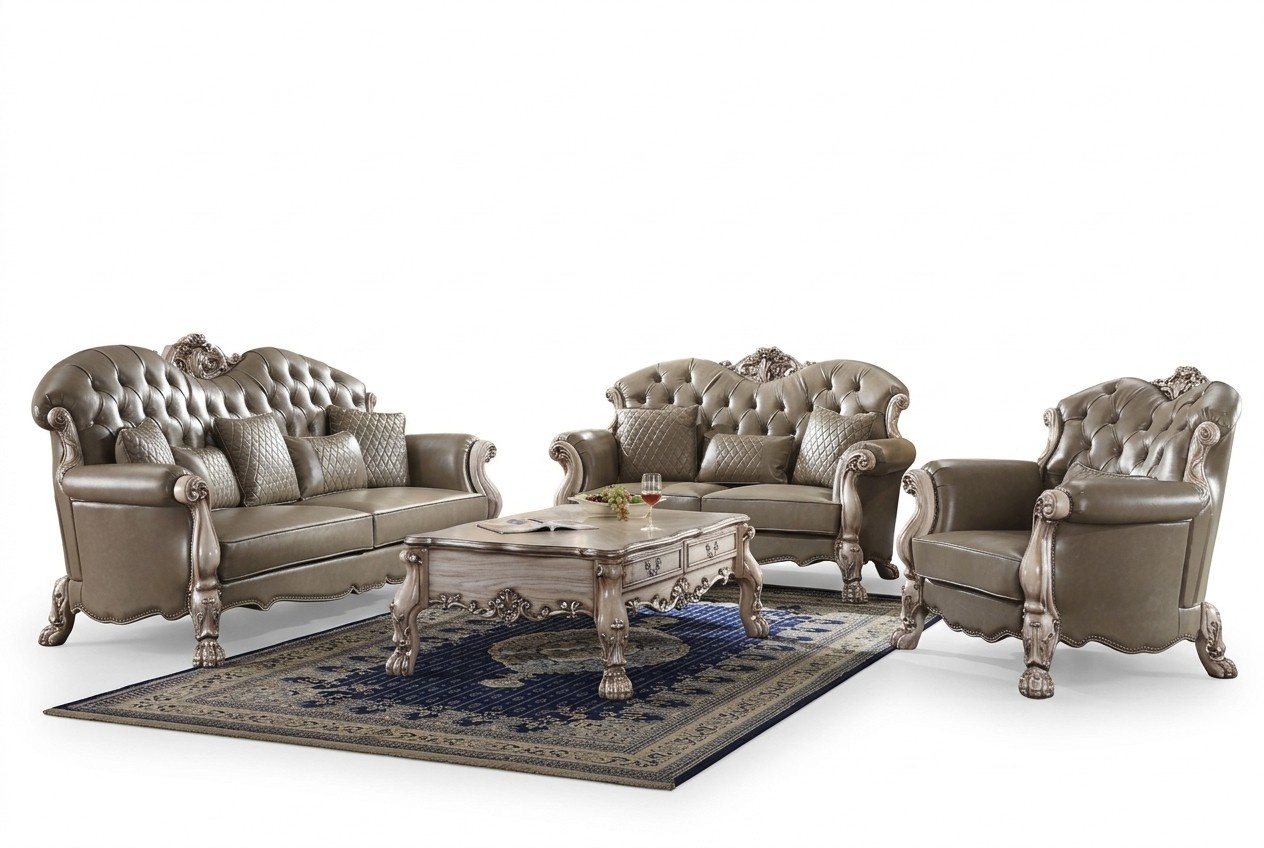 Sofa Polster 3 2 1 Sitzer Couchtisch Holz 4tlg. Luxus Möbel Sofagarnitur Couch