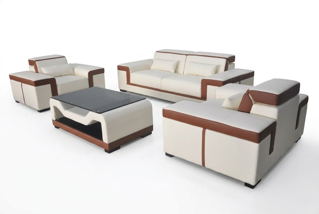 Sofa Polster Leder Couch Sitz Komplett Set Moderne Garnitur 3+2+1 Wohnlandschaft