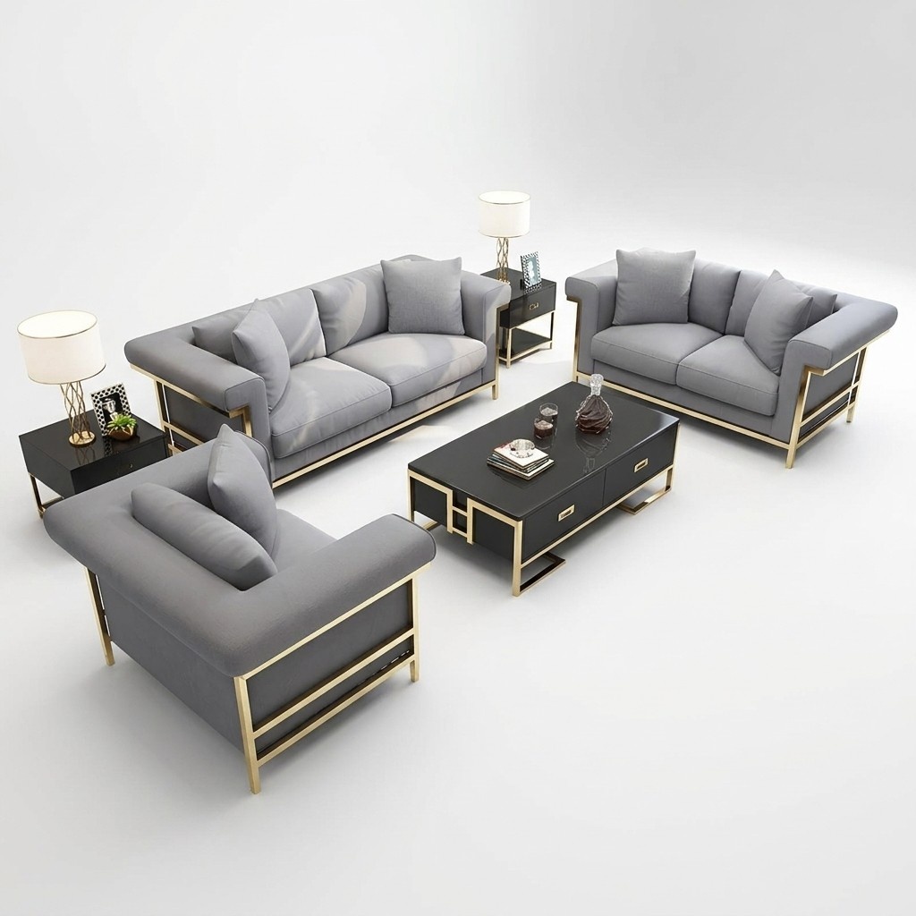 Sofa Polster Sitz Couch Garnitur Leder Wohnzimmer Sofas Set Design 3+2+1