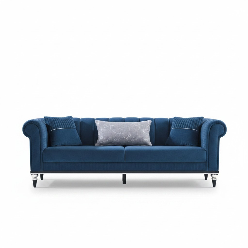 Sofa Polstercouch Dreisitzer Couch Sitzmöbel Polster Möbel Polstermöbel Blau