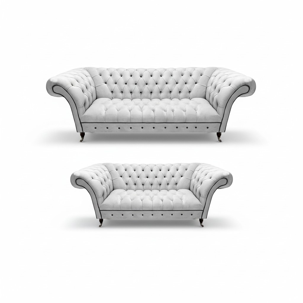 Sofa Set 2tlg Sofa Dreisitze mit Zweisitzer Couch Design Möbel Chesterfield