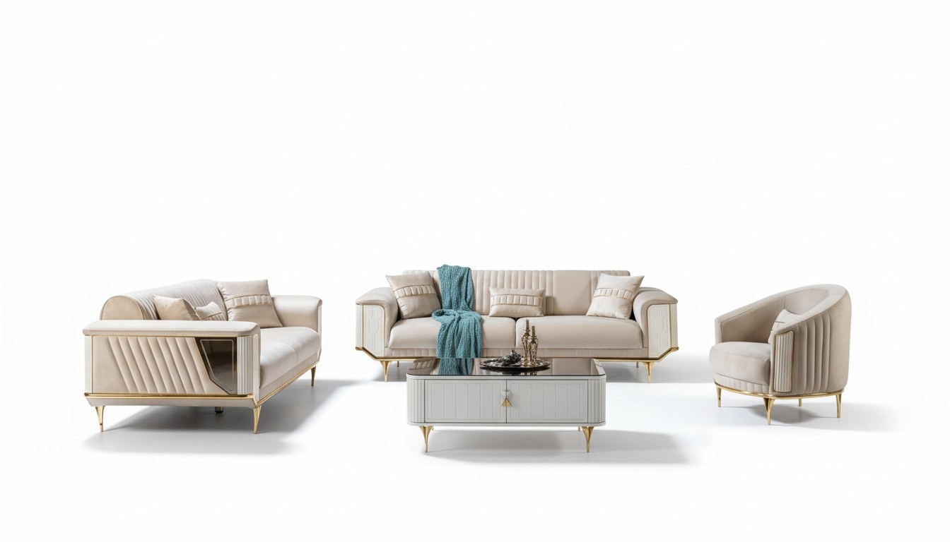 Sofa Set 3+3+1 Sitz Modern Sofagarnitur Wohnzimmer Luxus Garnitur Neu