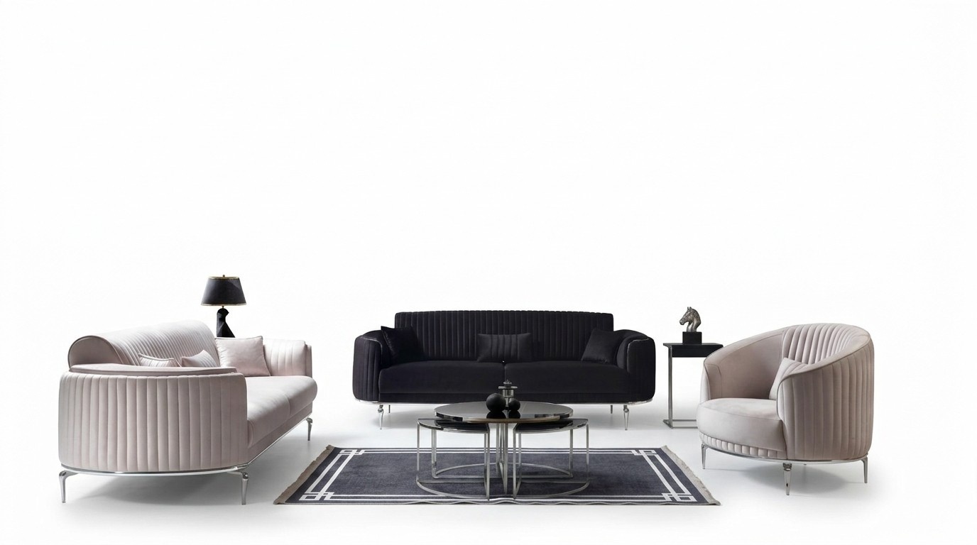 Sofa Set 331 Sitzer Luxus Modern Set Wohnzimmer Möbel Textil Sofagarnitur