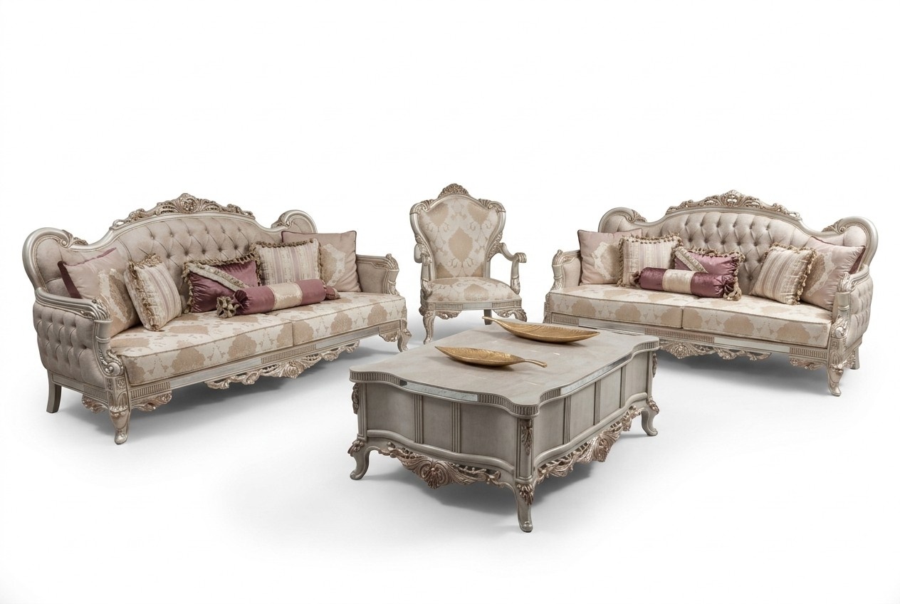 Sofa Set Barock Rokoko Möbel Wohnzimmer Sitzgarnitur Polster 4tlg. Neu