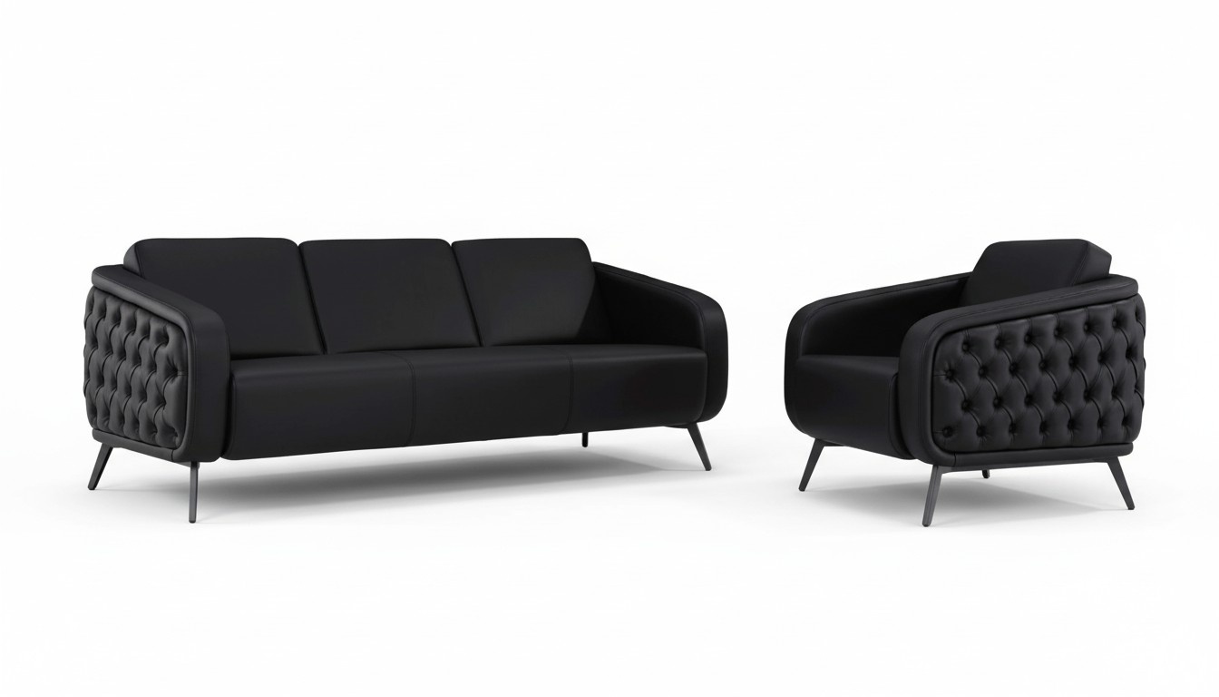 Sofa Sofagarnitur Sessel 3 Sitzer Sofa Couch Ledersofa Sitz Polster Garnitur