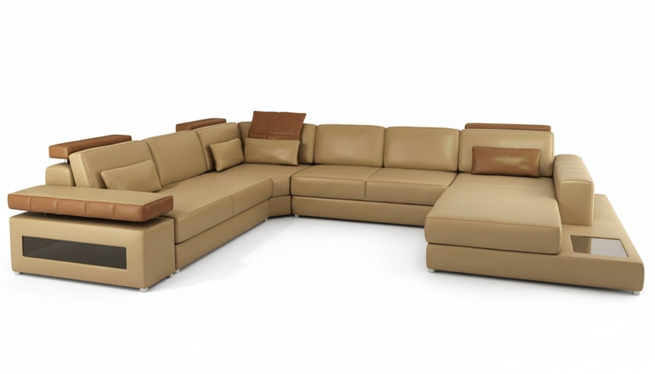 Sofa U-Form Möbel Luxus Garnitur Sofas Couch Luxus Designer Leder Wohnlandschaft