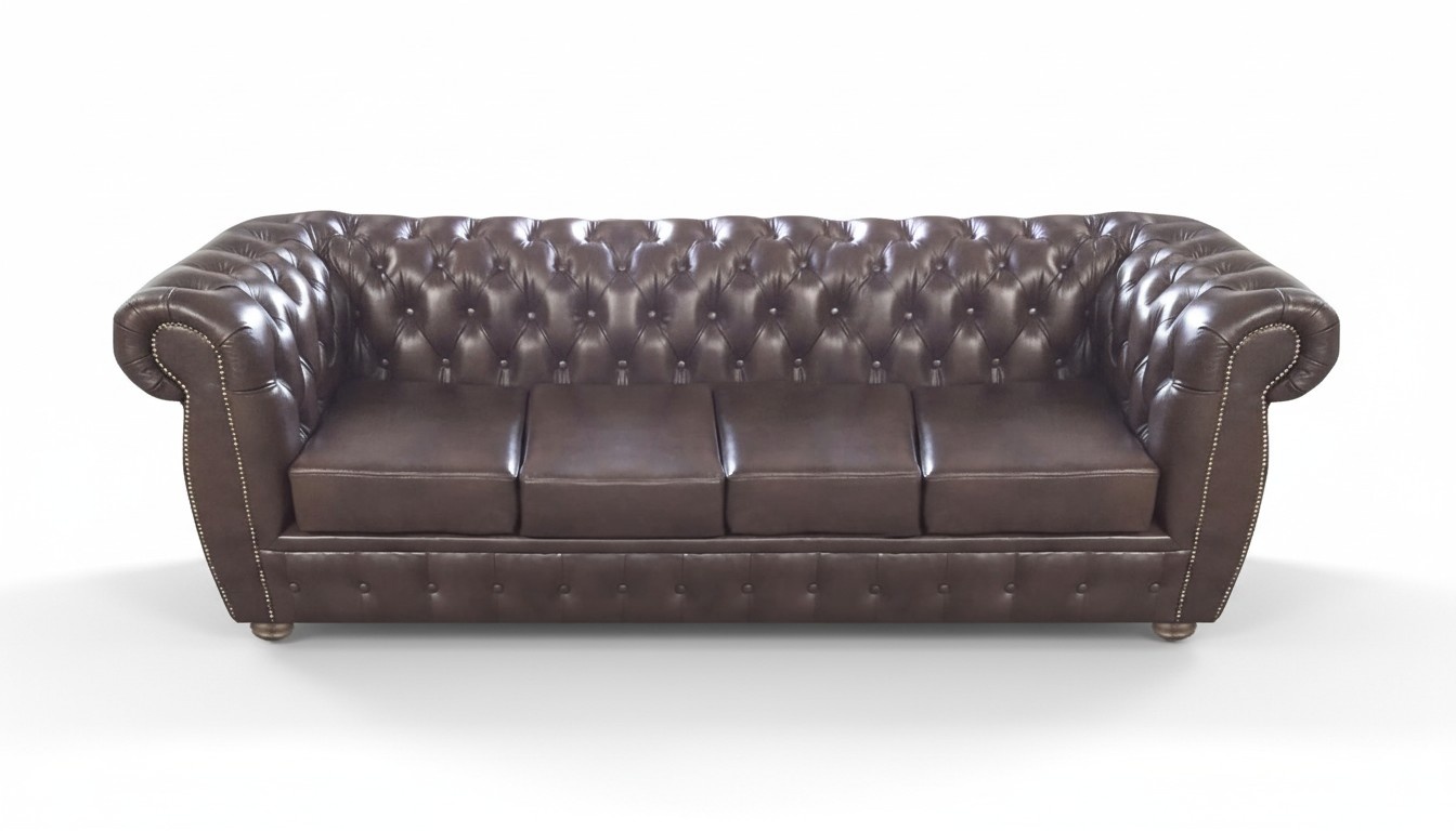 Sofa Viersitzer Braun Ledersofa Polstermöbel Luxus Einrichtung Chesterfield