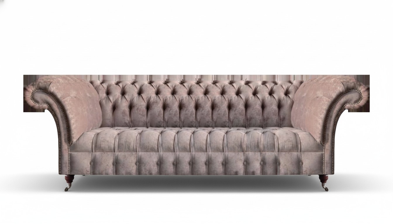 Sofa Viersitzer Couch Grau Wohnzimmer Chesterfield Möbel Luxuriöse Polstermöbel