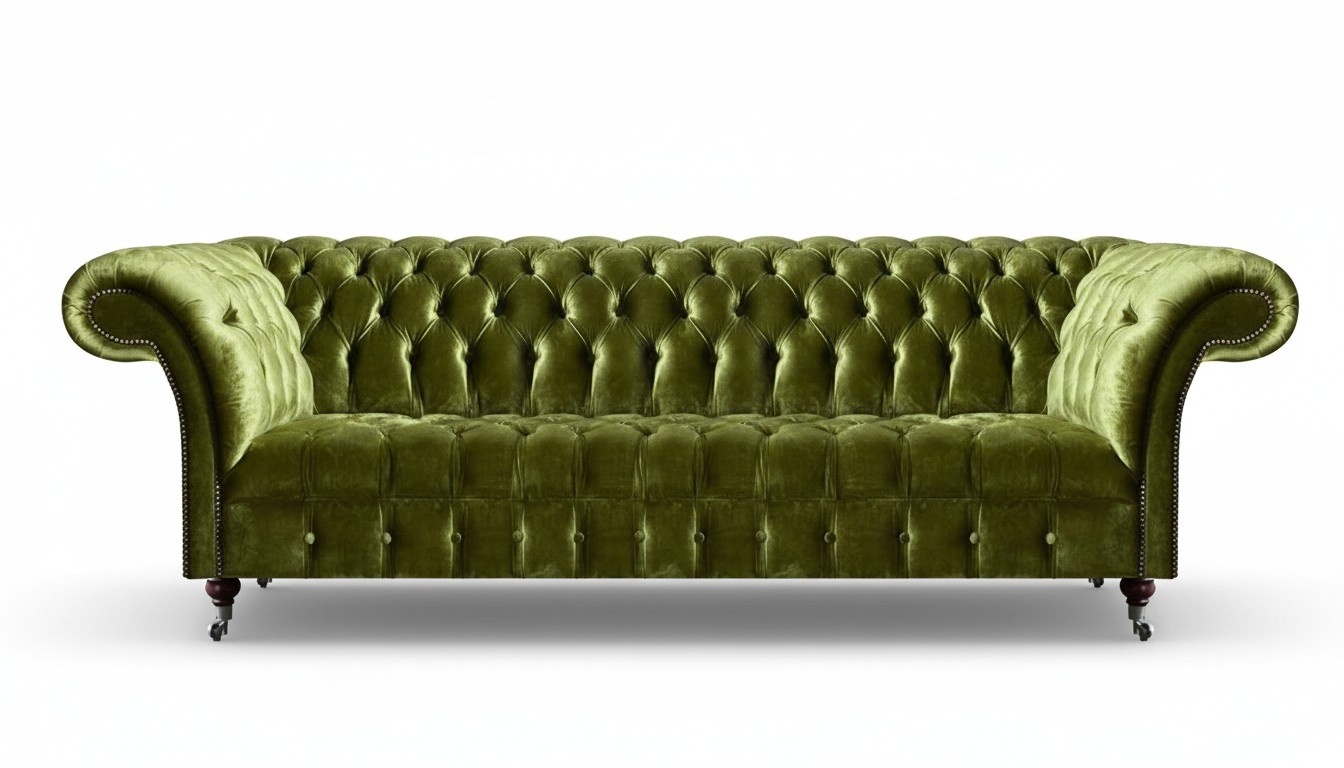 Sofa Viersitzer Couch Grün Luxus Design Chesterfield Grün Textil Wohnzimmer