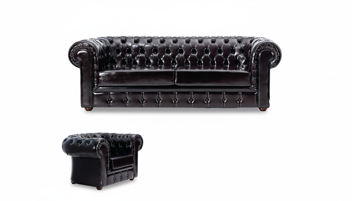 Sofagarnitur 2+1 Sitzer Chesterfield Leder Sofa Modern Relax Sessel 2tlg.Möbel