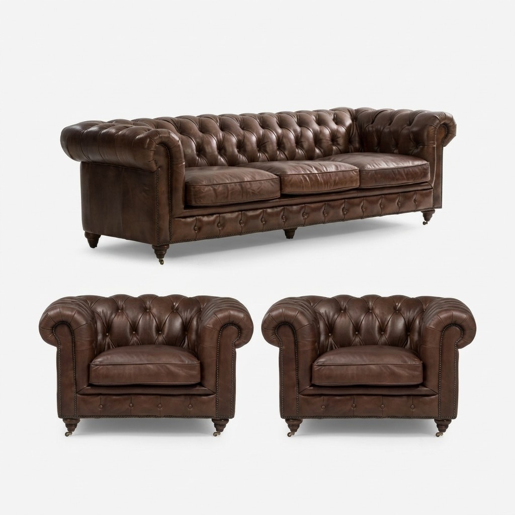 Sofagarnitur 3+1 Sitzer Couch Polster Sitz Chesterfield Couchen Textil Leder
