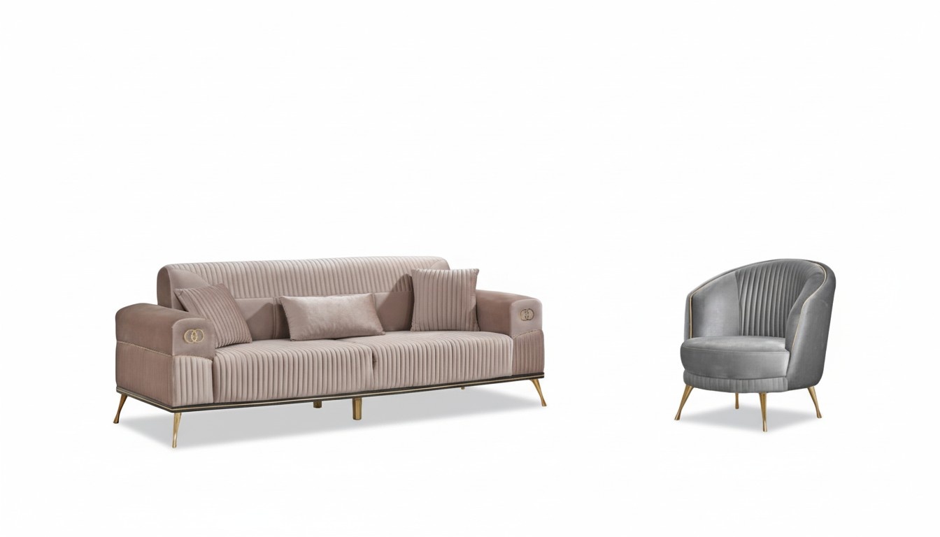 Sofagarnitur 3+1 Sitzer Couch Design Polster Modern Textil Stoff Neu