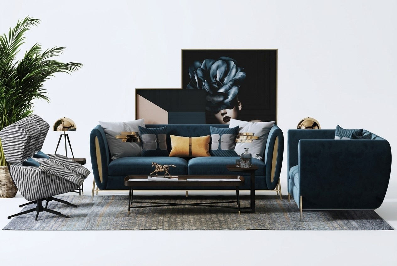Sofagarnitur 3+1 Sitzer Set Design Sofas Polster Couchen Textil Relax Luxus Neu
