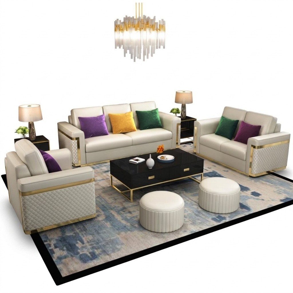 Sofagarnitur 3+1 Sitzer Sofas Couch Polster Garnitur Klassische Couchen Stoff !