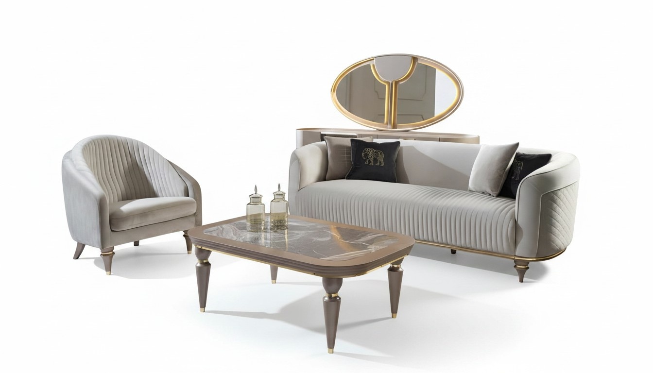Sofagarnitur 3+1 Sitzer Sofas im italienischen Stil Designer Polster Sofas Neu