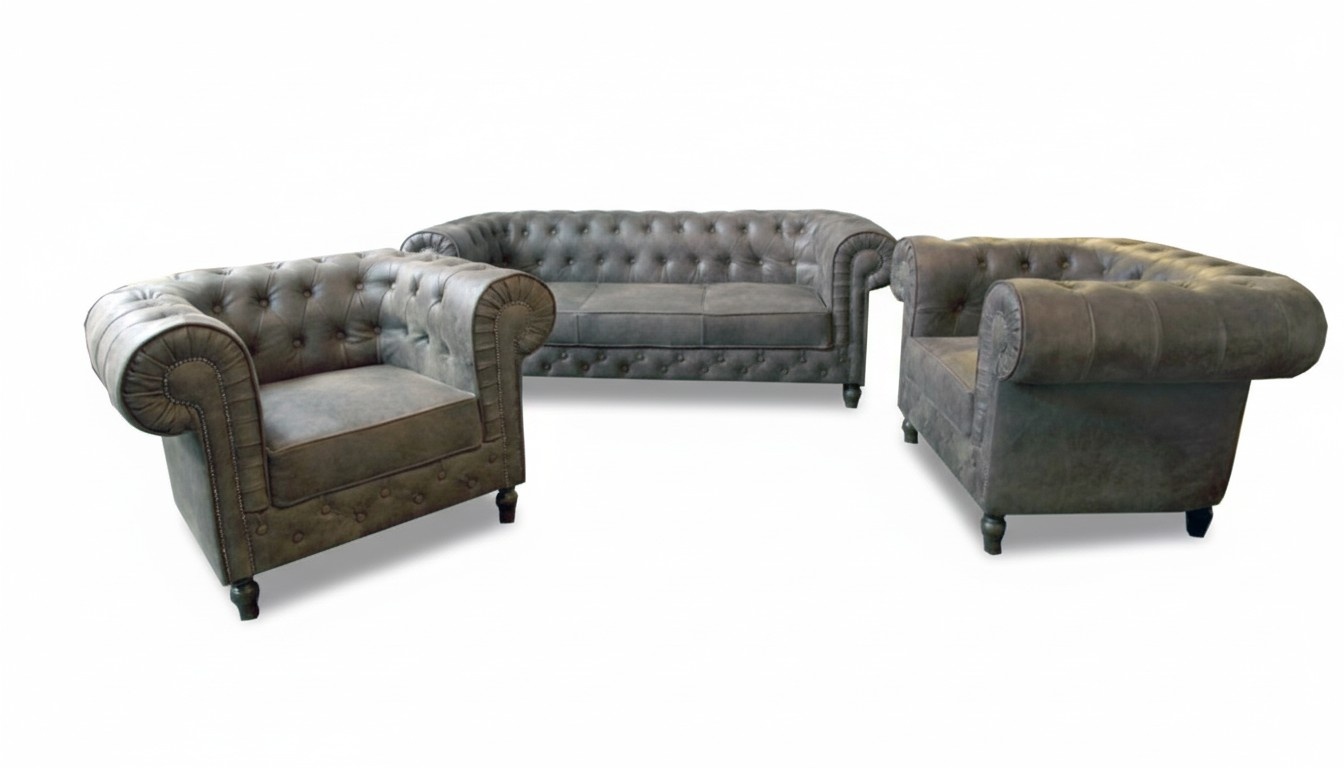 Sofagarnitur 3+2+1 Couch Polster Chesterfield Sitz Sofa Garnitur Neu HASTINGS II