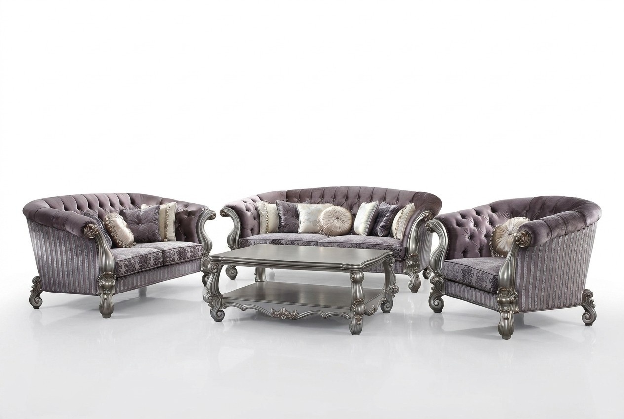 Sofagarnitur 3+2+1 Sitzer Wohnlandschaft Sofa Couch Polster Garnitur Barock neu