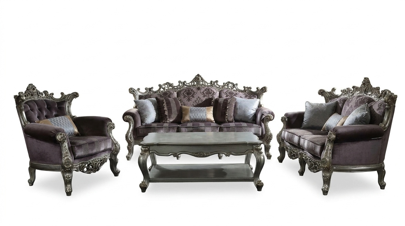 Sofagarnitur 3+2+1 Sitzer Design Sofa Polster Couchen Couch Luxus Barock Rokoko
