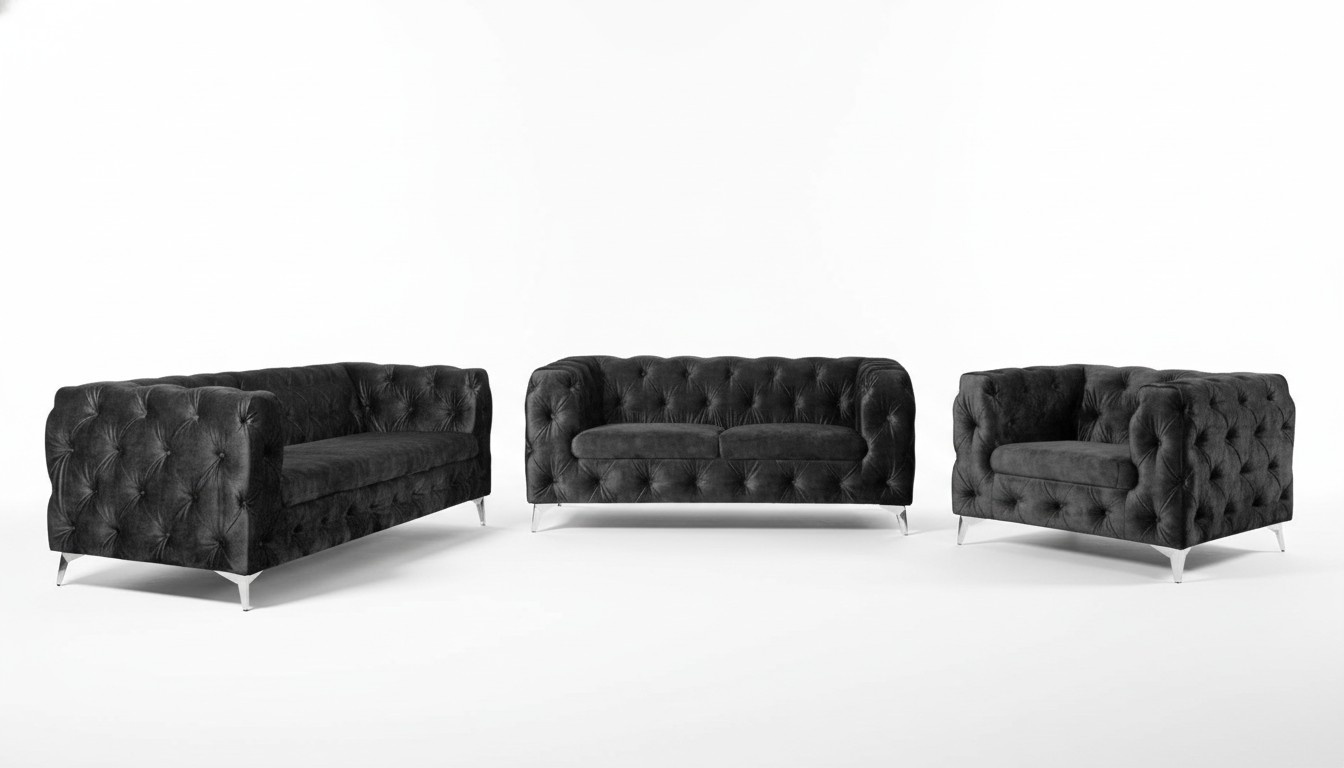 Sofagarnitur 321 Sitzer Textil Couch Chesterfield Wohnlandschaft Garnitur