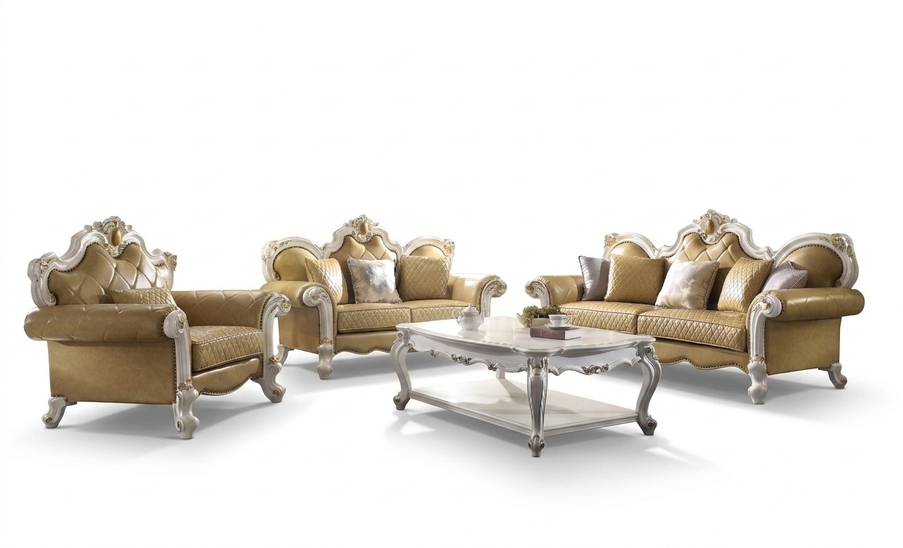 Sofagarnitur 3+2 Sitzer Klassischer Wohnlandschaft Leder Sofas Couchen Polster