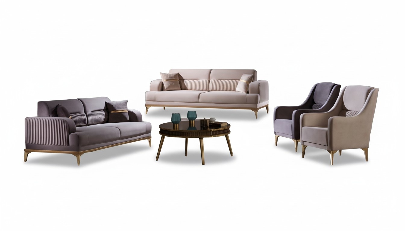 Sofagarnitur 3+3+1+1 Sitzer Set Design Sofa Luxus Wohnzimmer Modern Luxus 4tlg