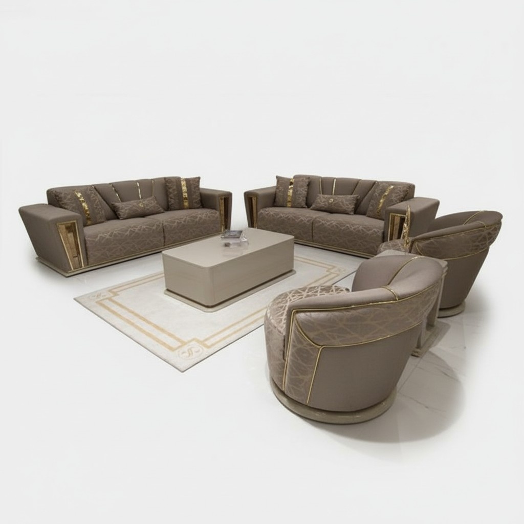 Sofagarnitur 3+3+1+1 Sitzer Textil Modern Komplett Sessel Sofa 3 Sitzer Luxus