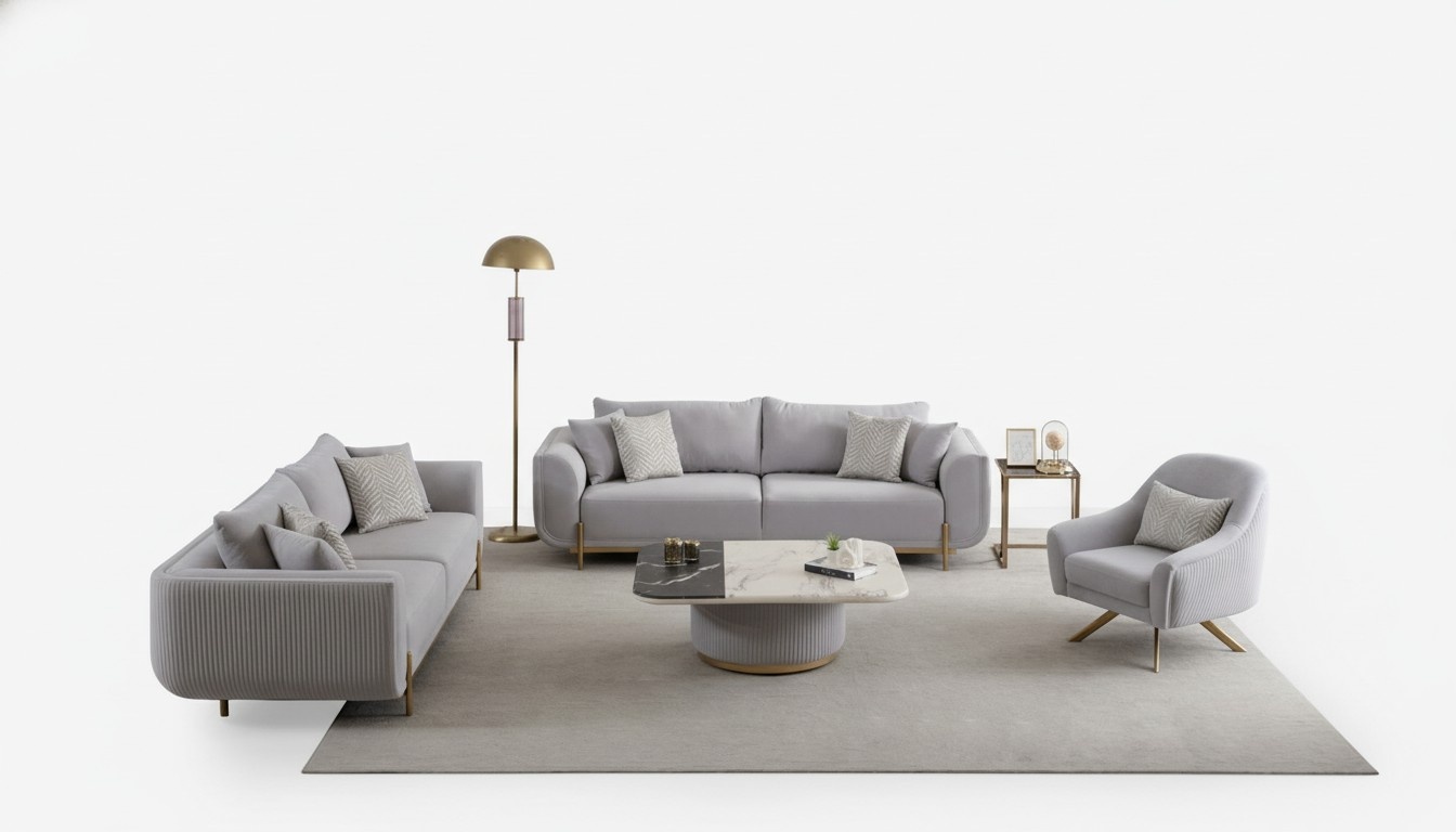 Sofagarnitur 3+3+1 Sitzer Neu Design Sofas Polster Couchen Textil Relax Modern