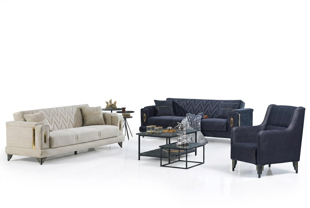 Sofagarnitur 3+3+1 Sitzer Wohnzimmer Komplett Luxus Sofas Set Polstermöbel