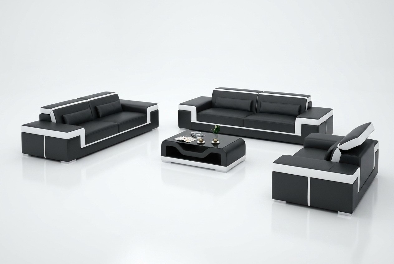 Sofagarnitur 3+3 Sitzer Leder Sofa Couch Polster Garnitur Sofagarnitur G8020D