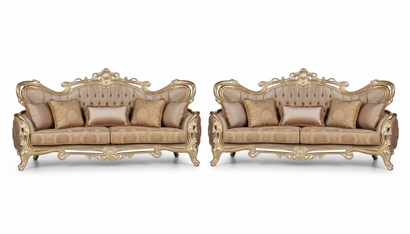 Sofagarnitur 3+3 Sitzer Sofa Sessel Sofas Relax Luxus Set Wohnzimmer Barock 2tlg