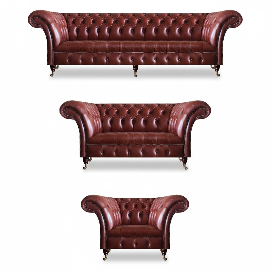 Sofagarnitur 3tlg Moderne Leder Sofas Polster Braun Wohnzimmer Einrichtung