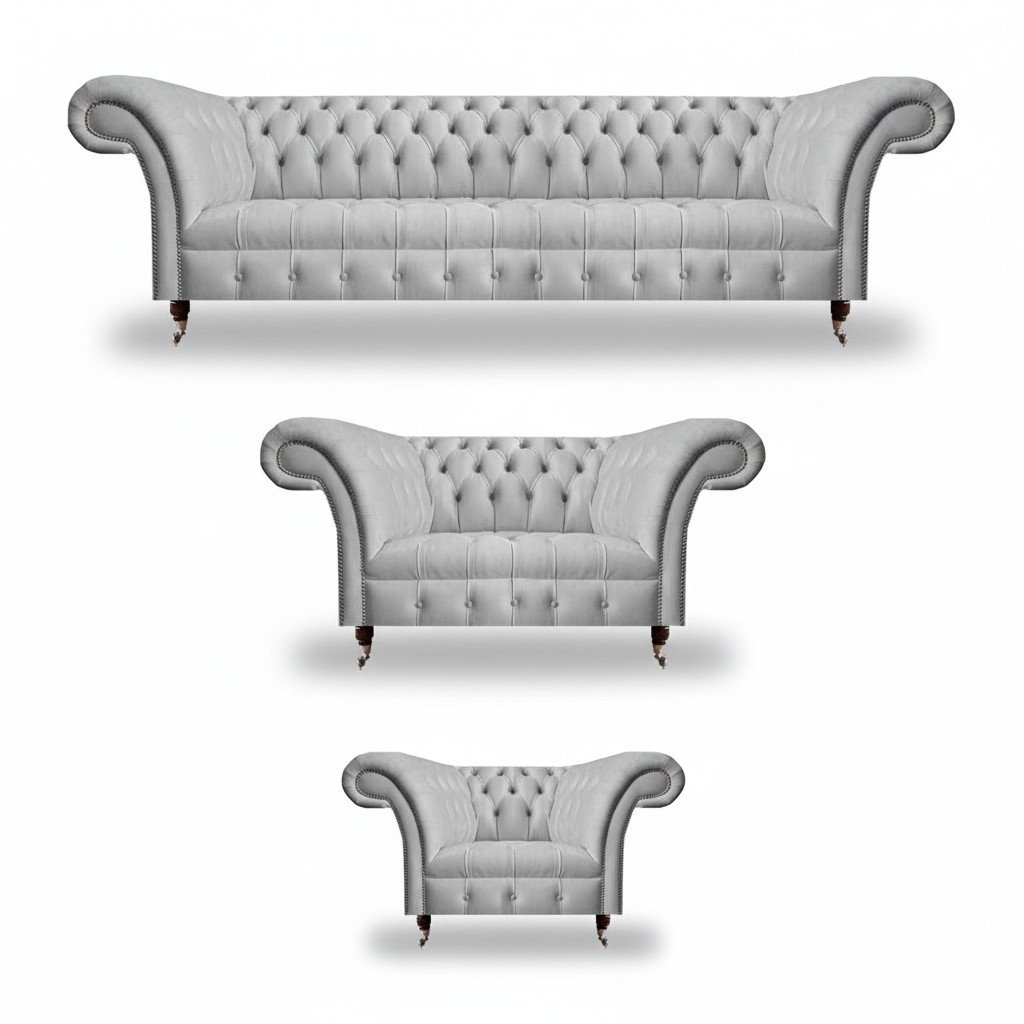 Sofagarnitur 3tlg Textil Möbel Wohnzimmer Set 4+2+1 Moderne Chesterfield