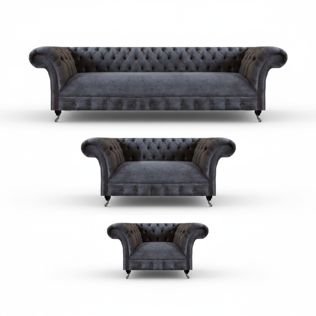 Sofagarnitur 3tlg Wohnzimmer Sofas Set Textil Möbel Einrichtung Chesterfield