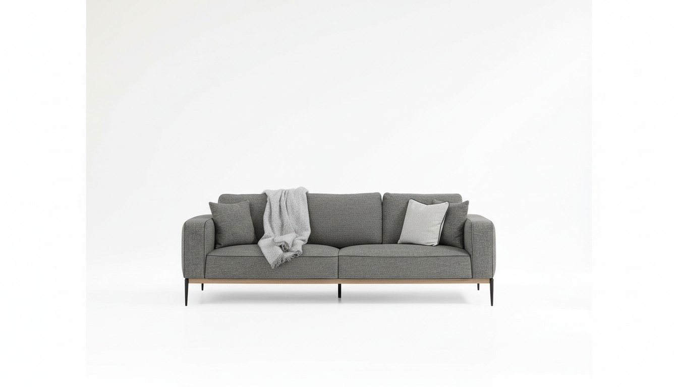 Sofagarnitur 431 Sitzer Sofa Modern Stoff Set Grau Gruppe Wohnzimmer